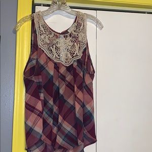 Multi-colored lace front shirt